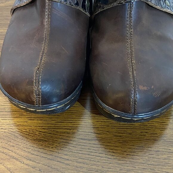 B.Ø.C Børn Women's Karley Leather Mules 11M Brown Buckle Block Heel Clog Western - Picture 4 of 11